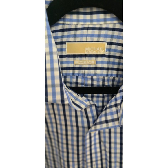 Michael Kors Dress‎ Shirt Mens 16 1/2-34/35 Blue Purple Plaid Non Iron - Picture 8 of 8